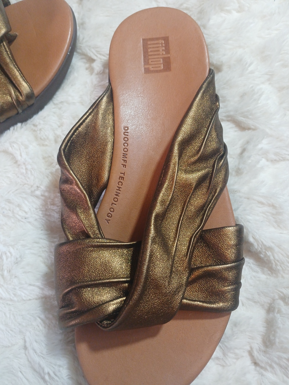 FitFlop Womens Twine Slip On Thong Toe Post Slides Metallic Gold Size 6 - Picture 11 of 11